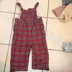 Janie and Jack Red Plaid Kids Overalls